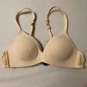 Samantha Chang New York 32AA Beige Wireless Bra Lace Trim Comfort NWT